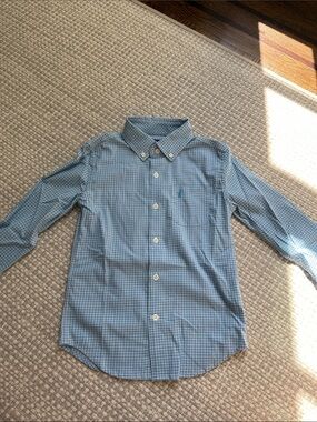 johnnie-O Light Blue Check Button-Down Shirt